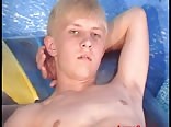 Vintage blond twink solo cock play