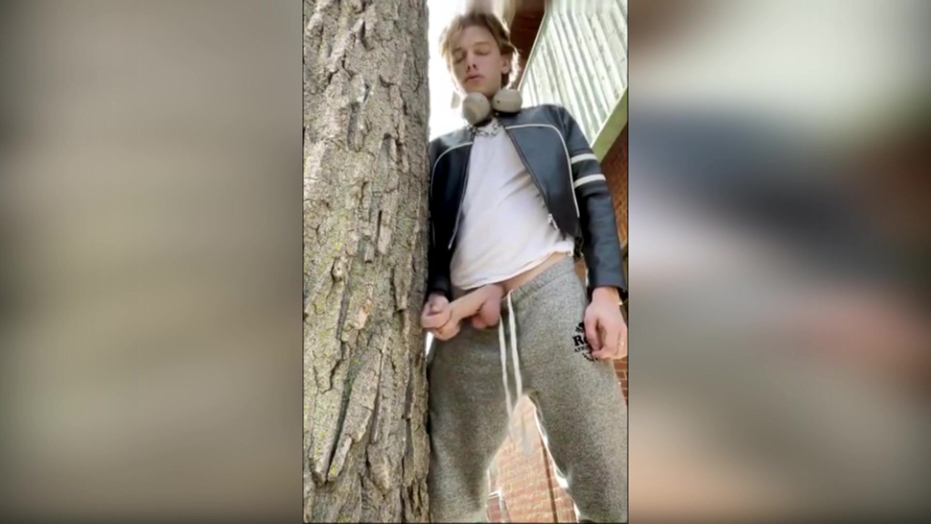 Blonde lad caught jerking