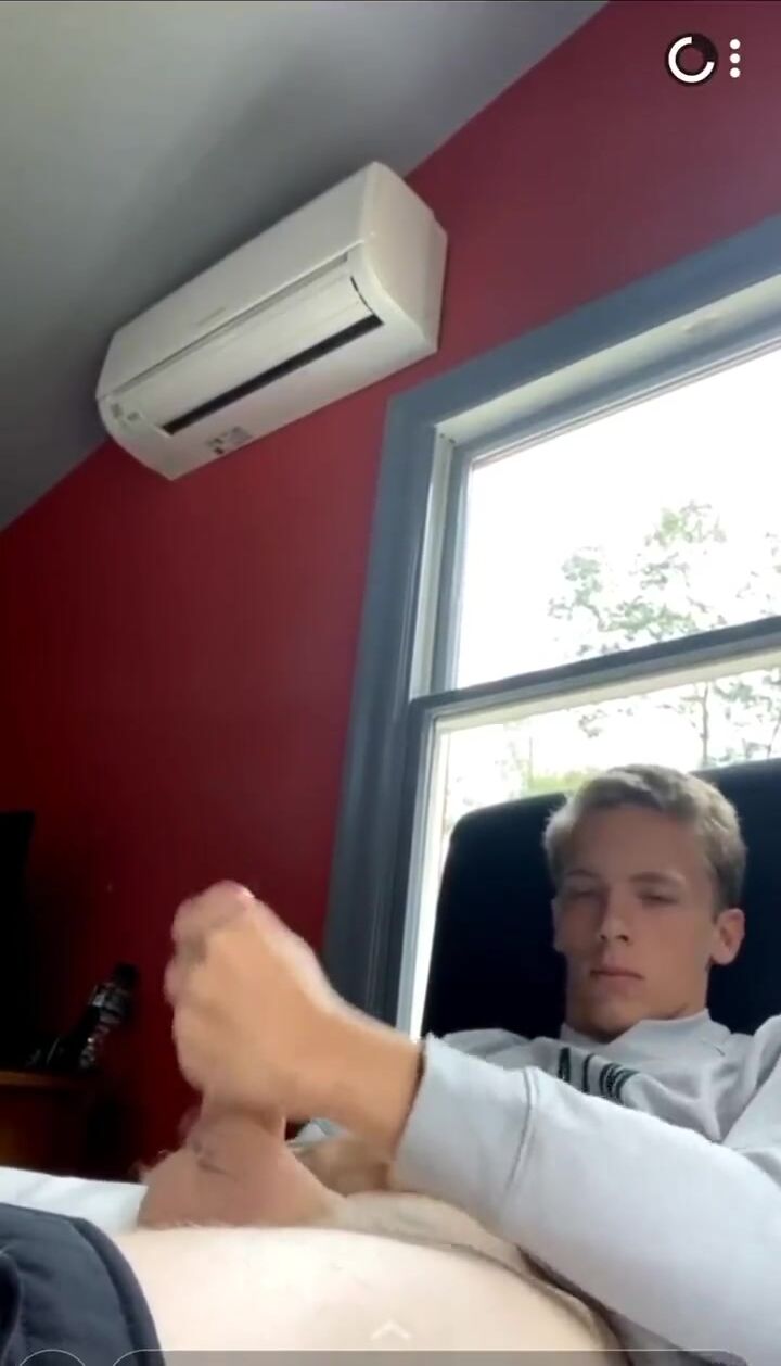 Blonde sabin jacks in his bedroom