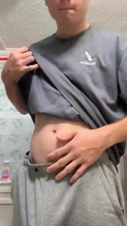 Blonde teen plays on bathroom cam