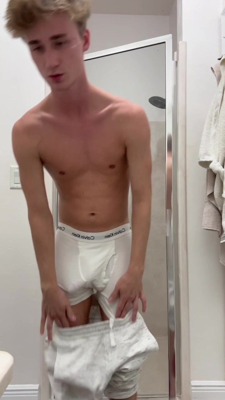Blonde twink pounded in bathroom