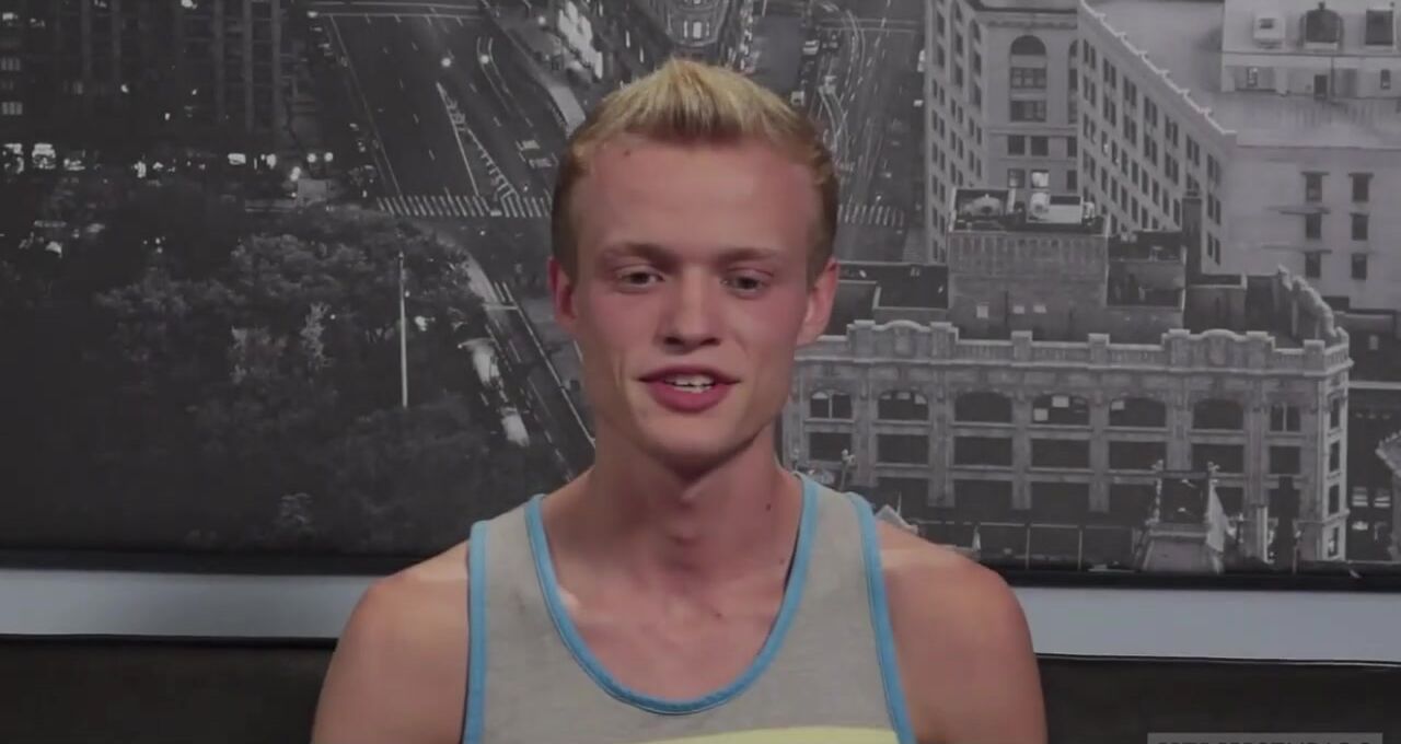 Blond twink interviewed and barebacked