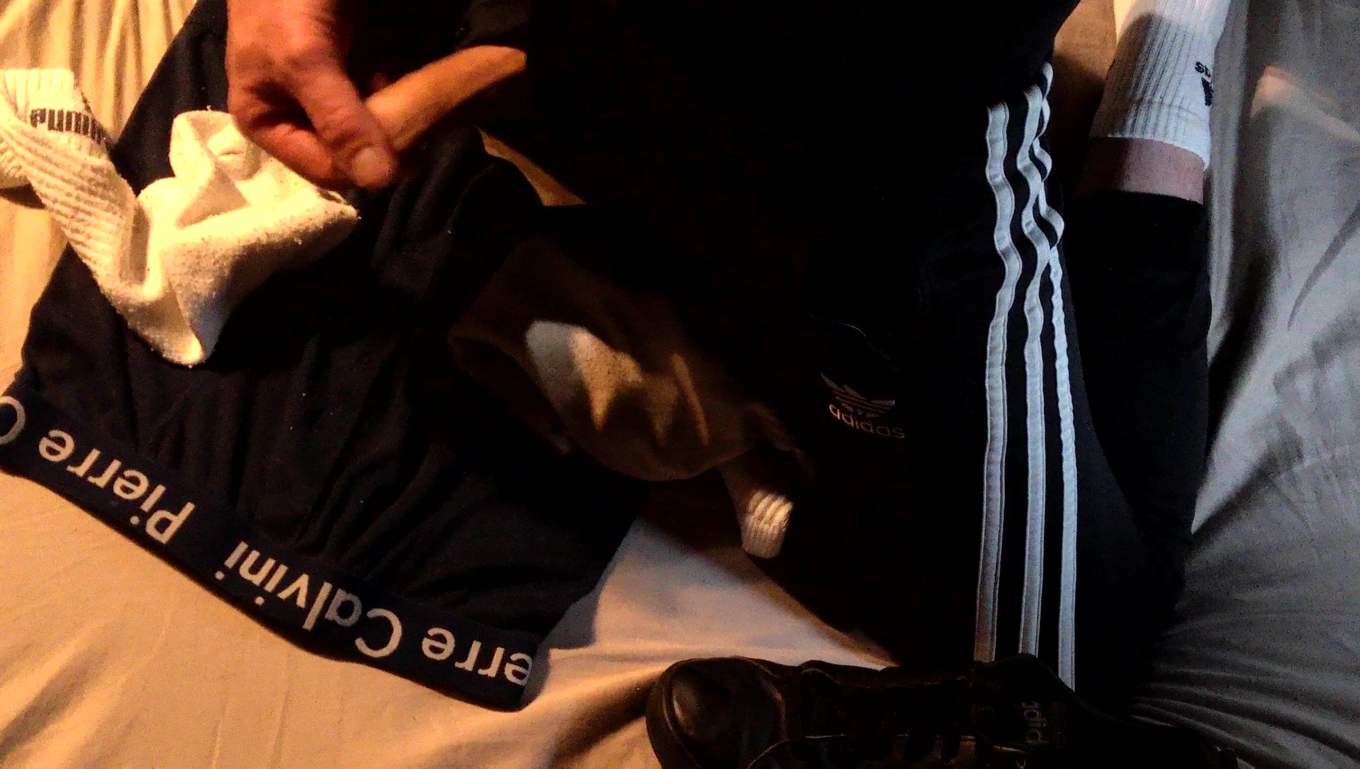 Boy cum on mates boxers