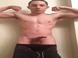 Boy handjob flexed twink home grown