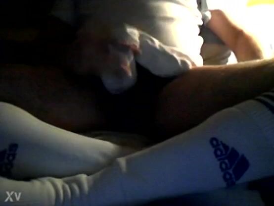 Twink in little white socks wanks his hard cock