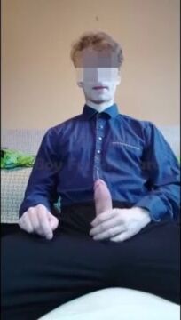 "twink spunks on his clothes"