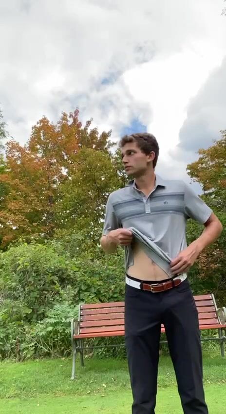 Outdoor twink strips in the park