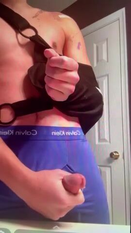 Boys cumshot with sling