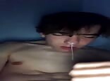Cum hungry boy eats his own load
