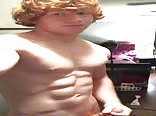 Ginger jock strips and jerks off for boys porn