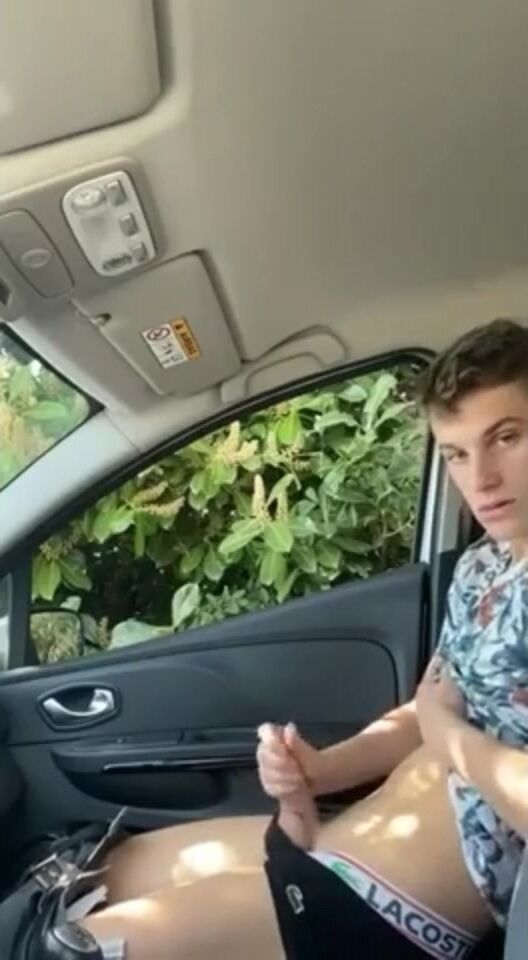 Brit james loves to jerk off in the car, because his parents are al...