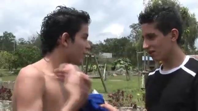 Brown boys bare in nature