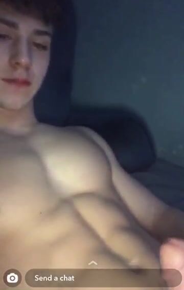 Brunette muscle boy look how big it is