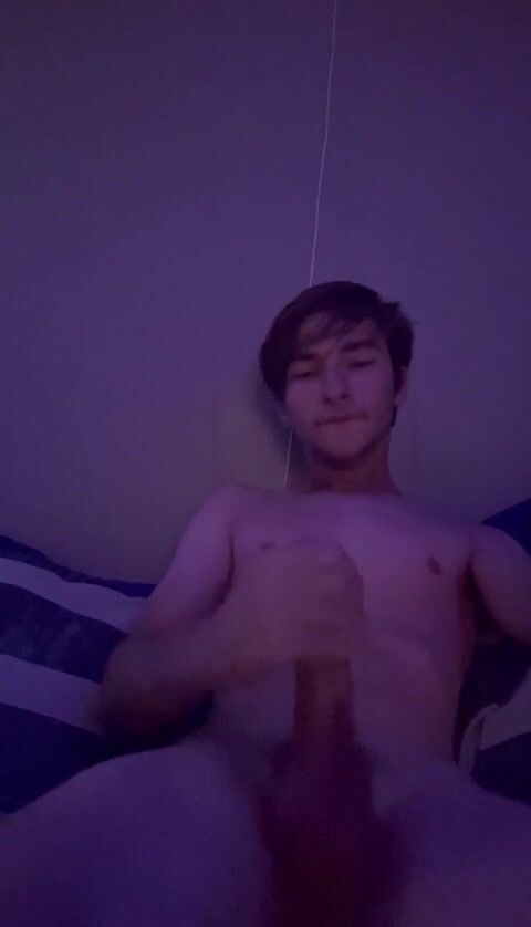 Brunette twink jerks of