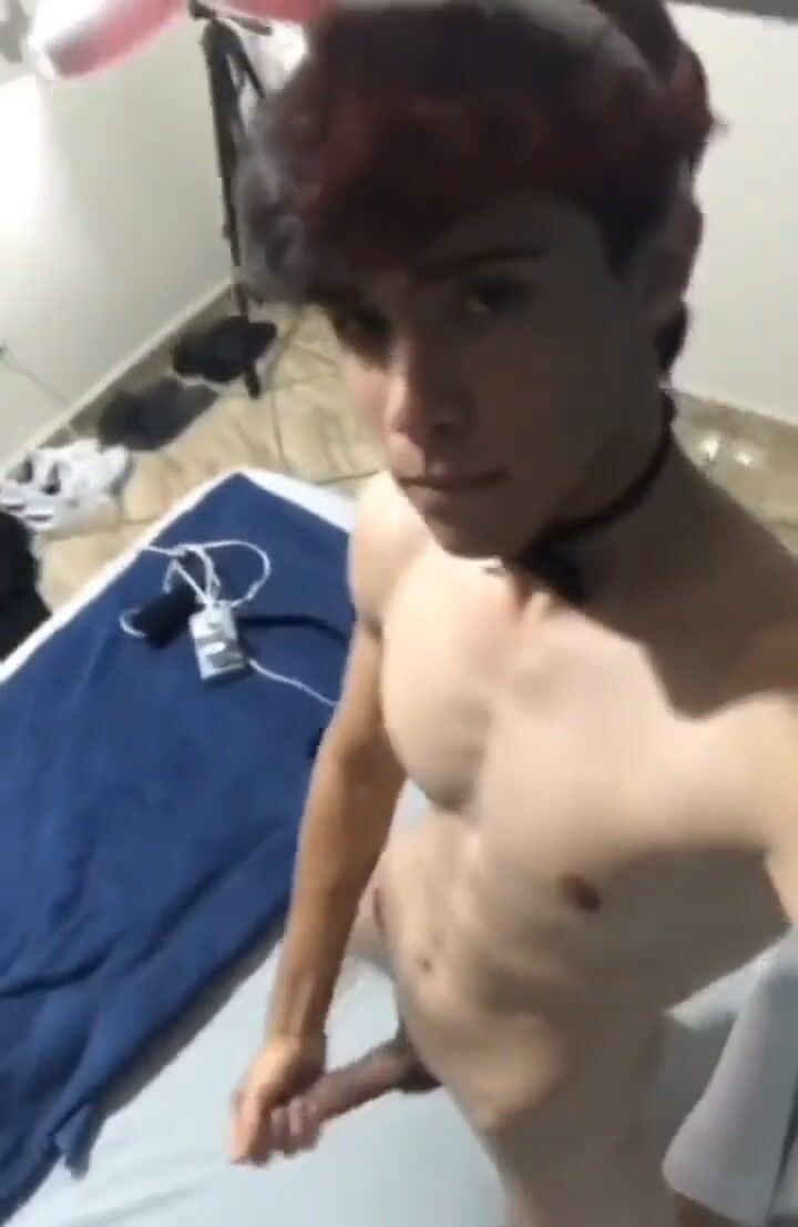 Black boy in bunny ears wanks and cums