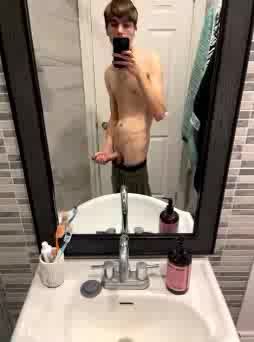 Canadian 18yo twink jerks cock for girl