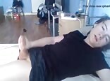 Candid blond teen cumming on black t-shirt gay porn