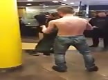 Muscle daddy breeds bareback twink at station