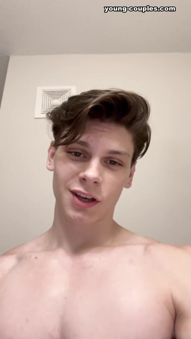Twink boy jerks cock and cums in shower