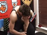 British twink bareback climaxed by daddy muscle cock