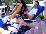 Twink daddy muscle bareback cock pool party