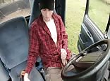 Country twink jerks off in pickup truck