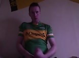 Cuming in football shirt