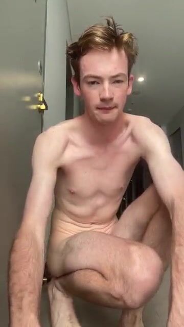 Cumming in public hallway