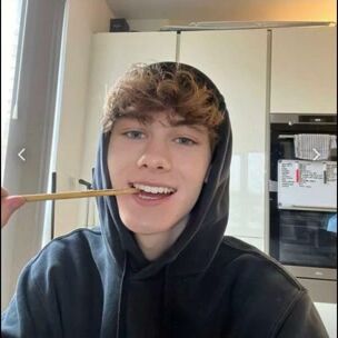 Skinny curly teen jerks his hard cock