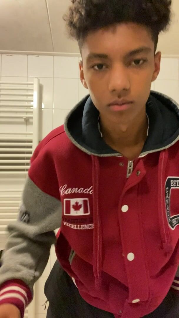 Cute black boy strips on cam