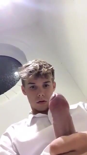 Cute blonde big cock guy wank night