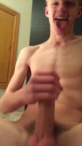 Blonde twink seduces with tongue, dirty talk and wank