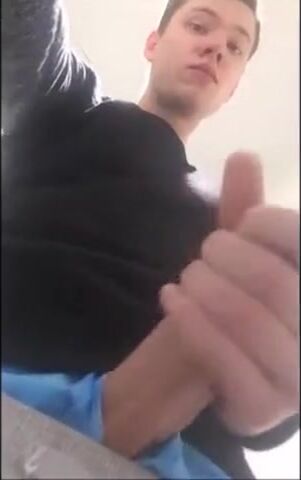 Cute boy jerks off in school bathroom, cums in classroom