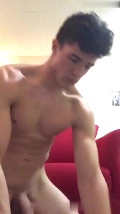 Fit brunette jerks big cock till cum