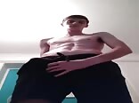 Chris strokes his cock - cute gay freshman strip jerk