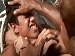 Outdoor threesome with cute gay twink