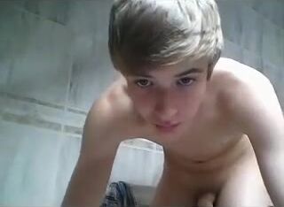 Cute guy big balls and cock wank