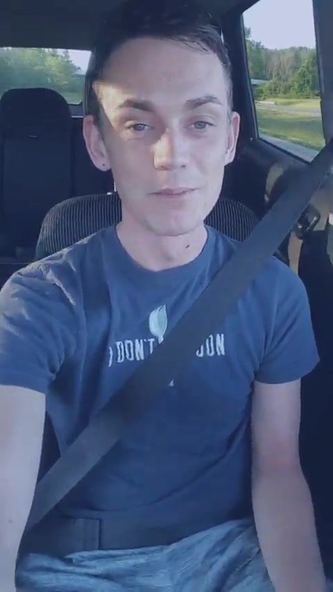 Cute guy flashes cock while driving