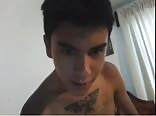 Latino twink beats his cock online for fans