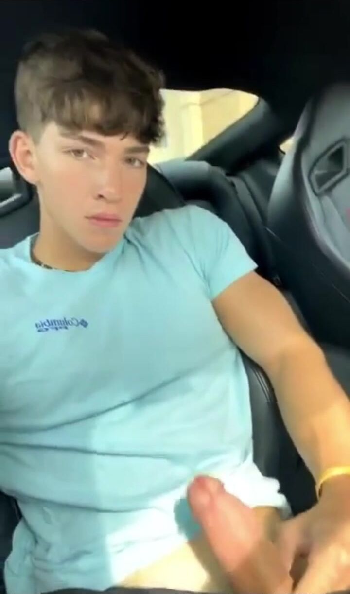 Cute preston car jerks off