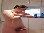 Cute teen boy in shower