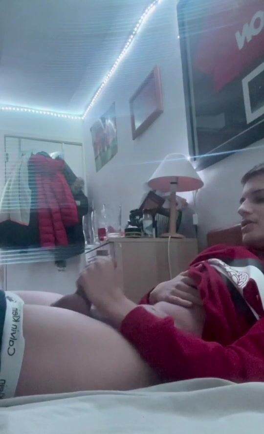 Cute teen jerks off and cums hard