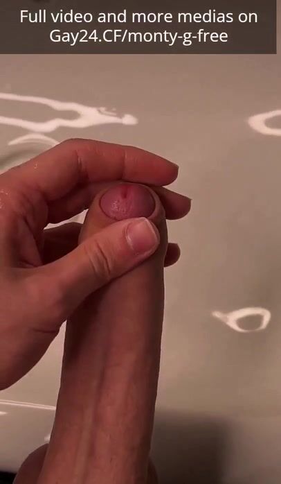 Cute teen monty jerking big cock