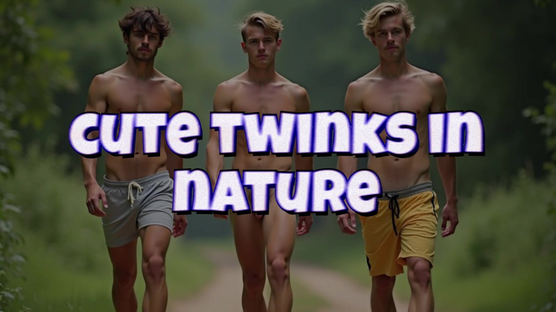 Cute twink friends bareback outdoors
