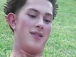 Cute twink beats off outside