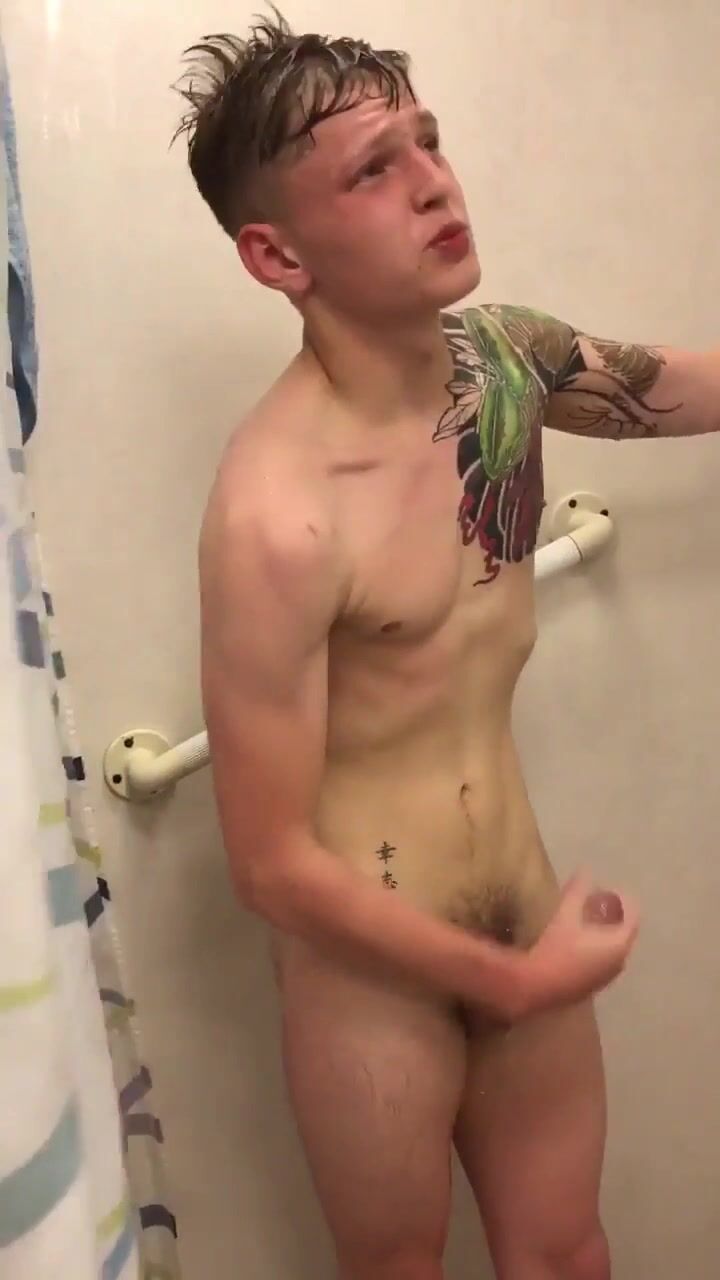 Cute five wank in hot shower