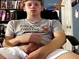 Cute guy jerking to straight gay porn