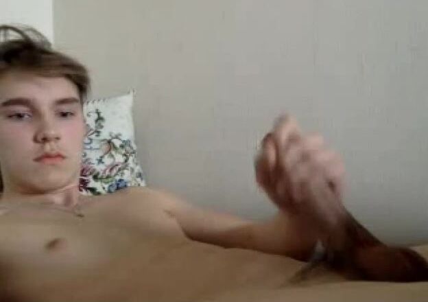 Twink cutie unloads his cock