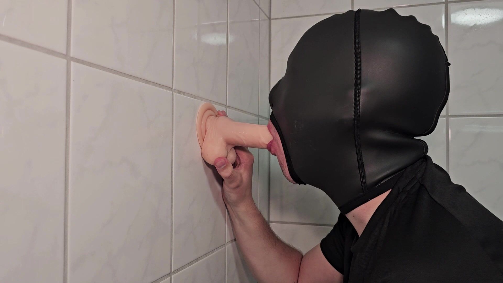 Deepthroat dildo training with poppers