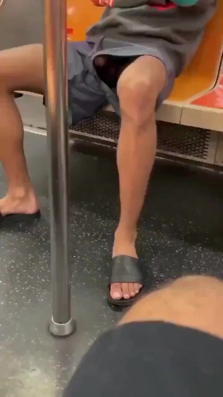 Dick hard and visible on the nyc subway